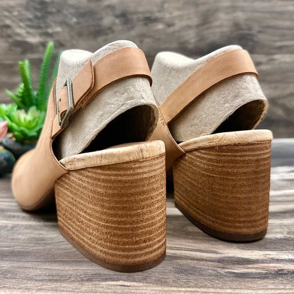 NIB Korks Kork Ease Rayleigh Slingback Block Heel Leather Clogs Natural - Picture 9 of 14